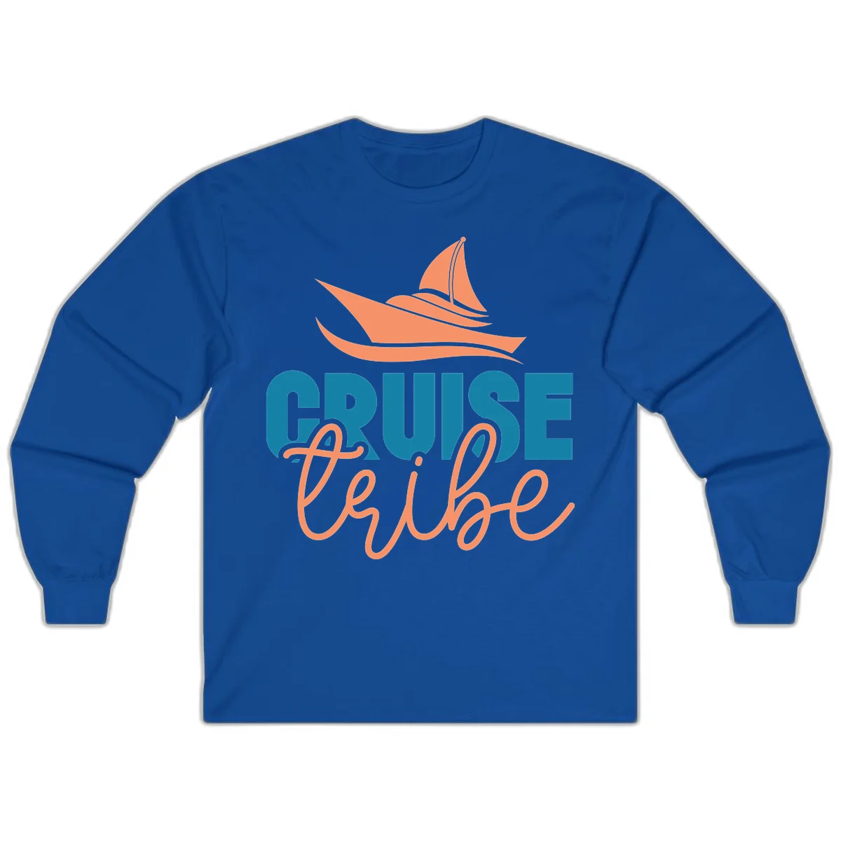 Cruise Vibe Sailboat Nautical Long Sleeve Tee in Royal