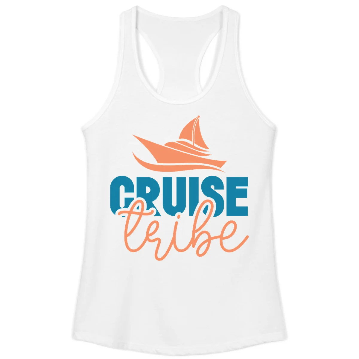 Cruise Vibe Sailboat Nautical Ladies Tank Top in White