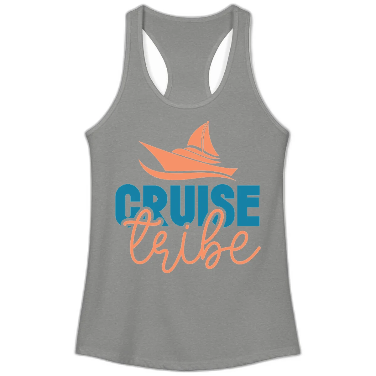 Cruise Vibe Sailboat Nautical Ladies Tank Top in Heather Grey