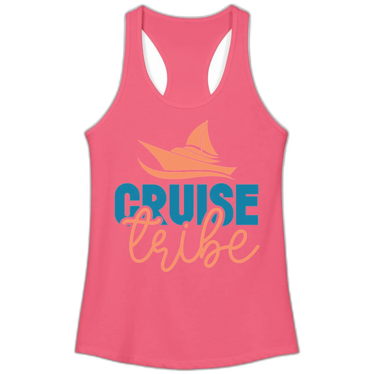Cruise Vibe Sailboat Nautical Ladies Tank Top in Hot Pink