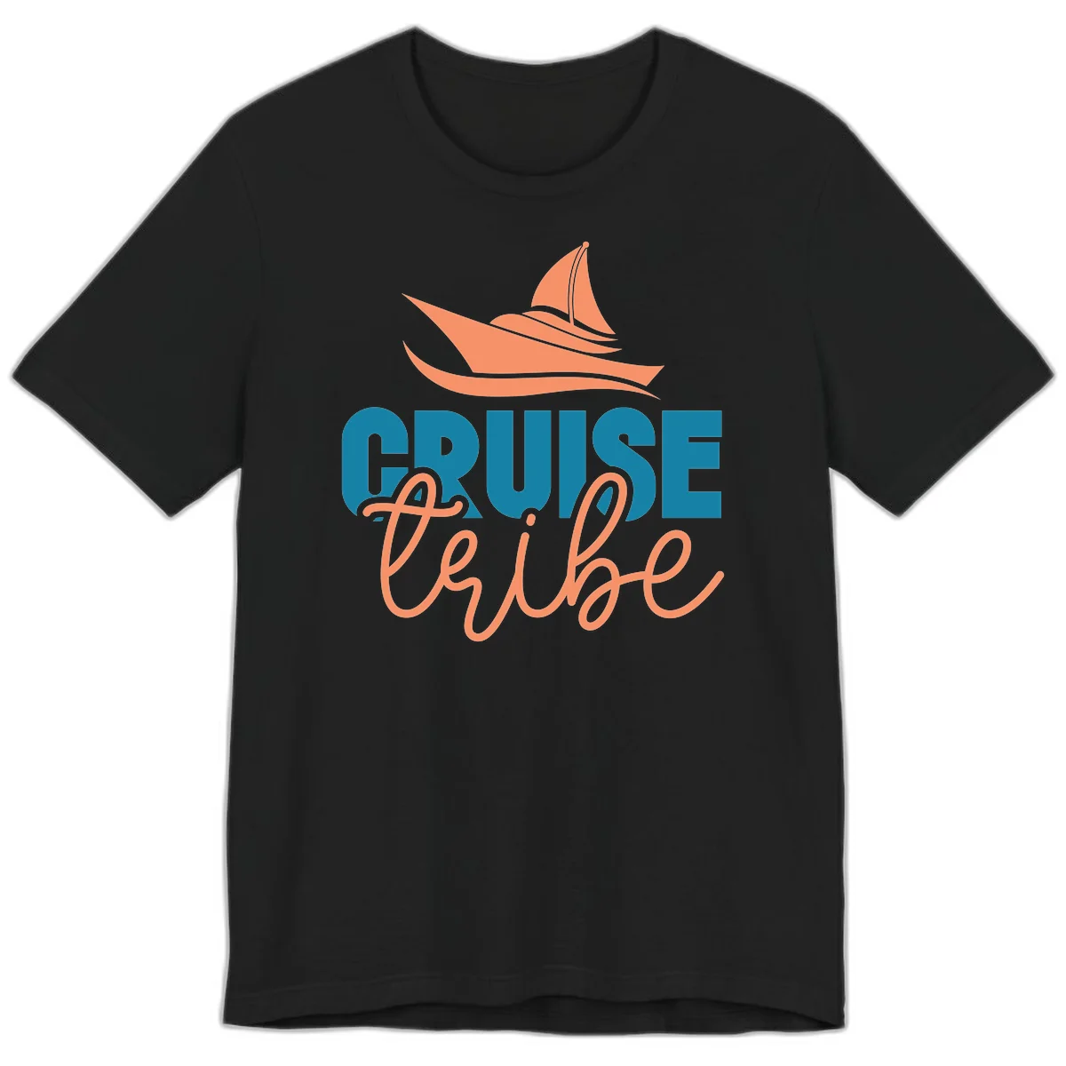Cruise Vibe Sailboat Nautical Premium T-Shirt in Black