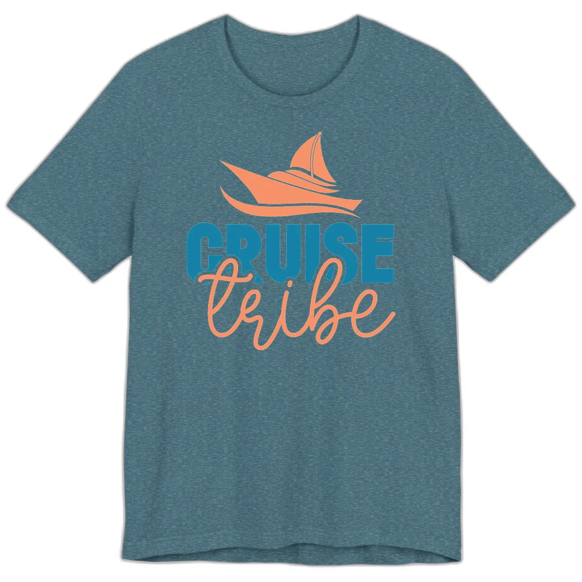 Cruise Vibe Sailboat Nautical Premium T-Shirt in Heather Deep Teal