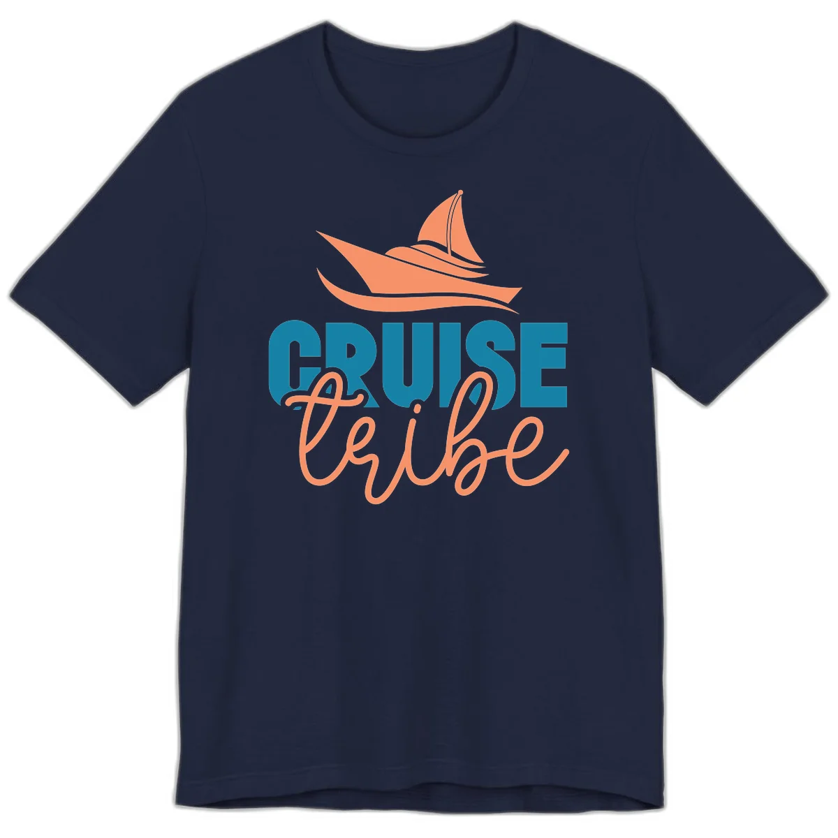 Cruise Vibe Sailboat Nautical Premium T-Shirt in Navy