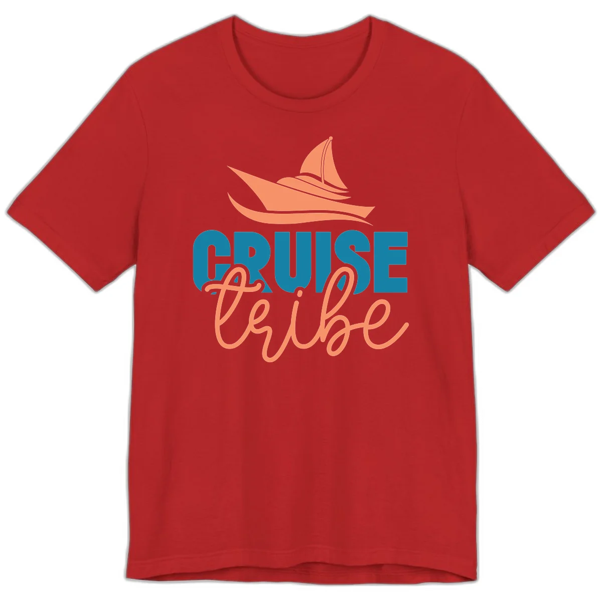 Cruise Vibe Sailboat Nautical Premium T-Shirt in Red
