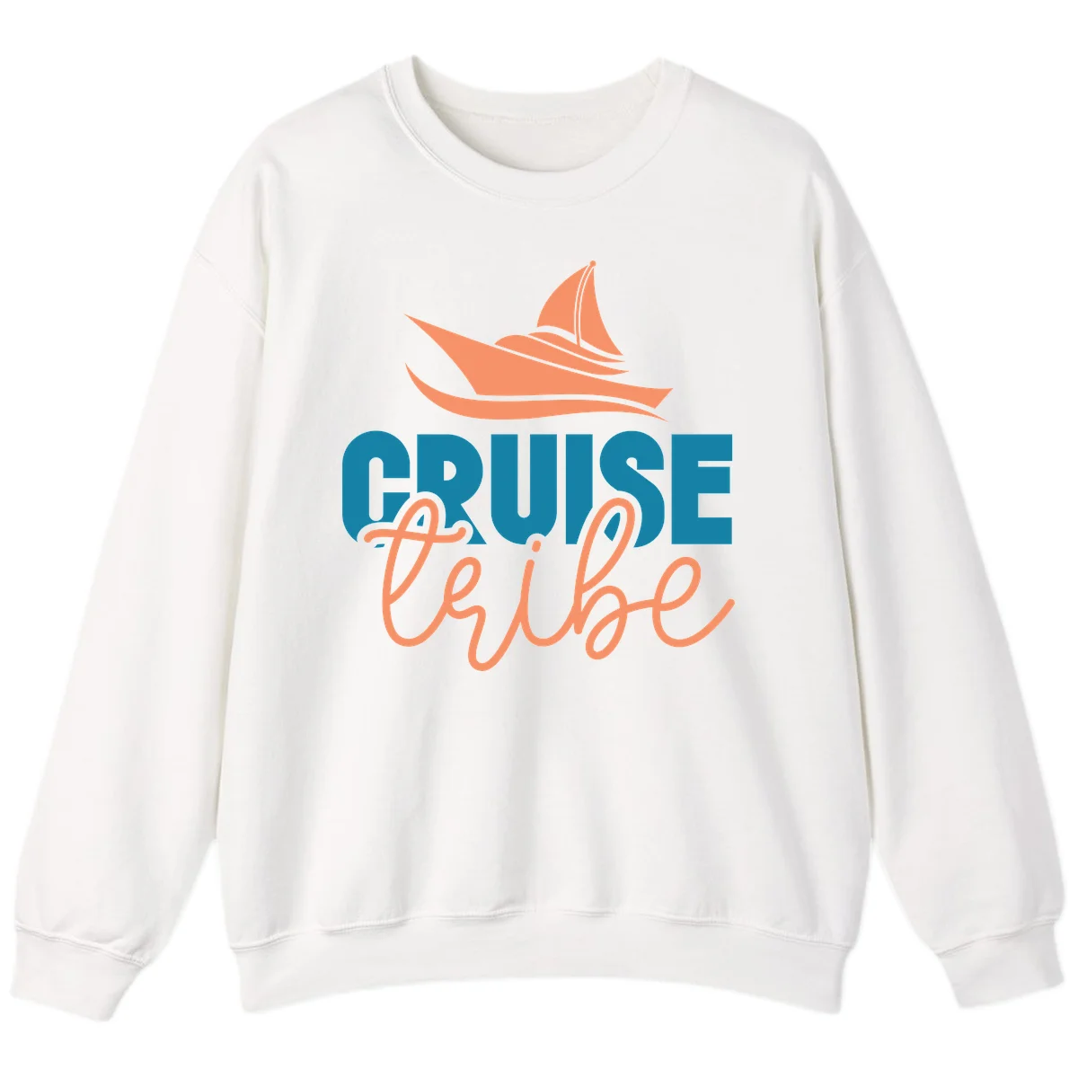 Cruise Vibe Sailboat Nautical Crewneck Sweatshirt in White