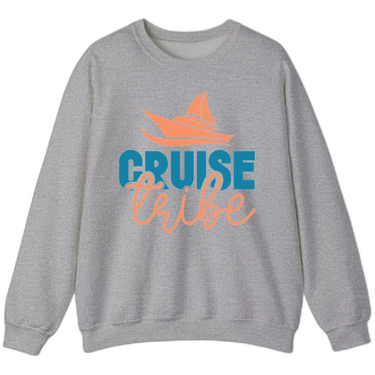 Cruise Vibe Sailboat Nautical Crewneck Sweatshirt in Sport Grey