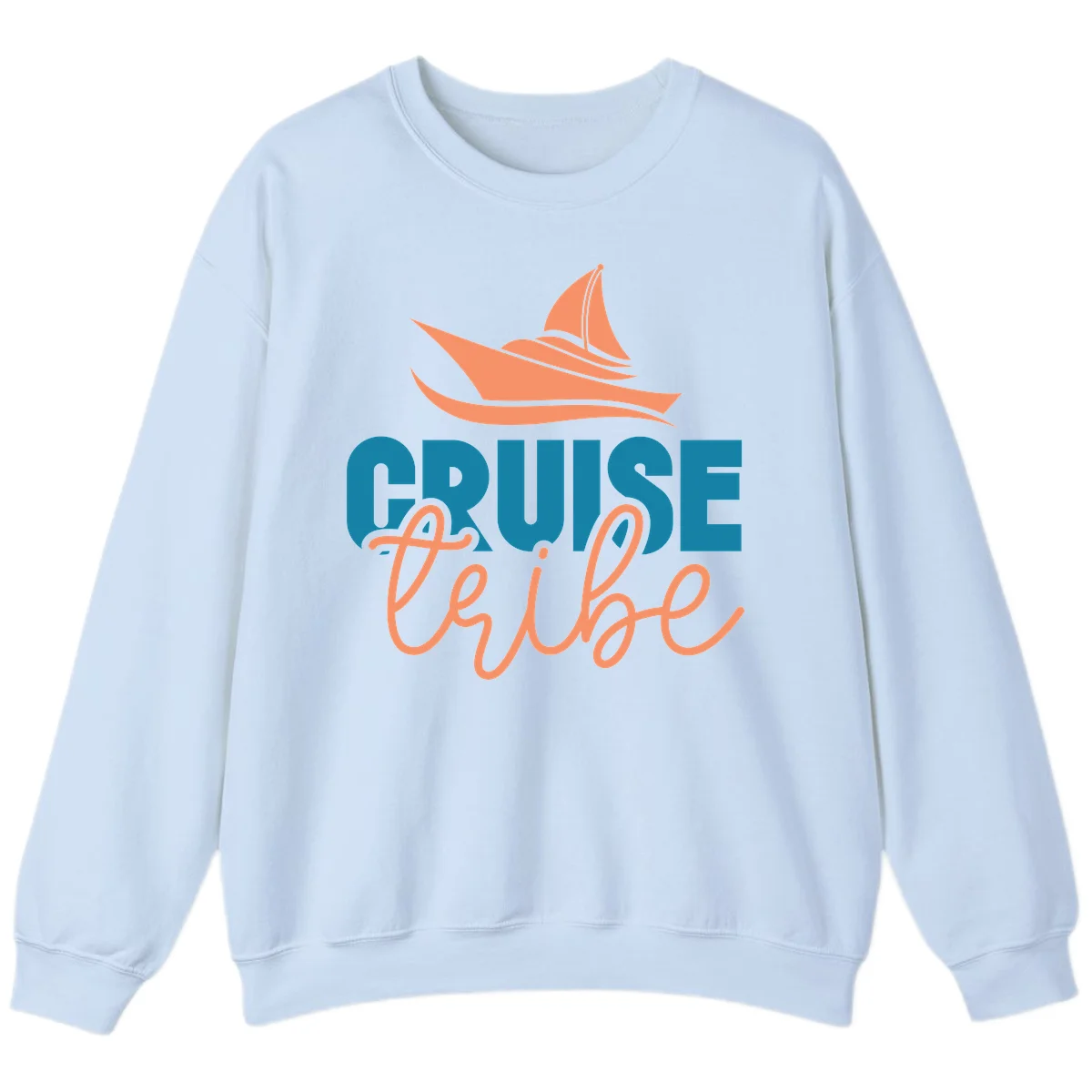 Cruise Vibe Sailboat Nautical Crewneck Sweatshirt in Light Blue