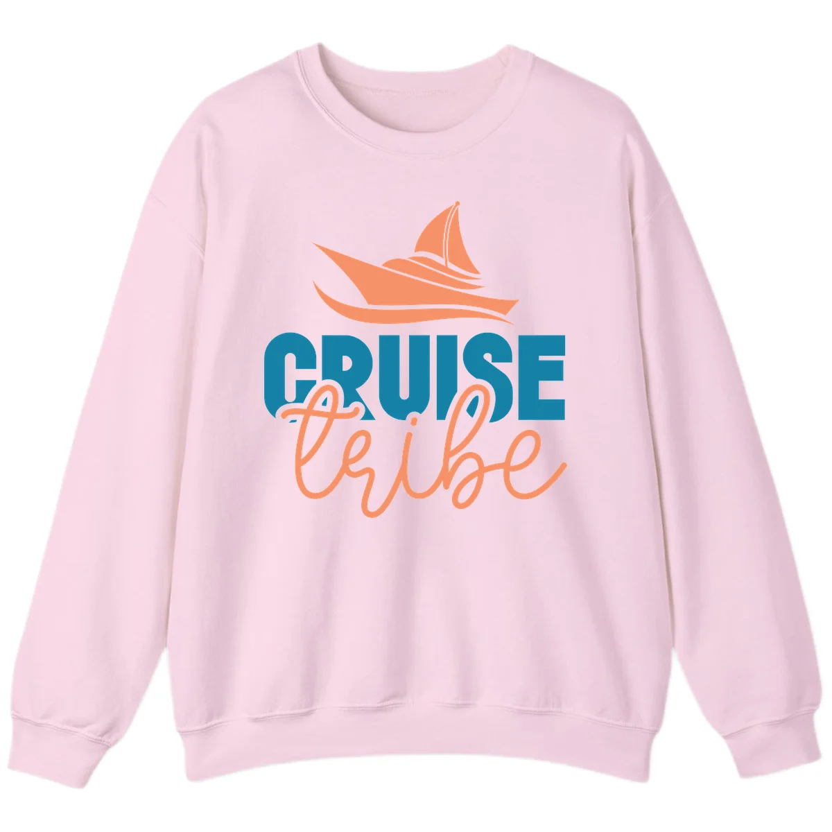 Cruise Vibe Sailboat Nautical Crewneck Sweatshirt in Light Pink