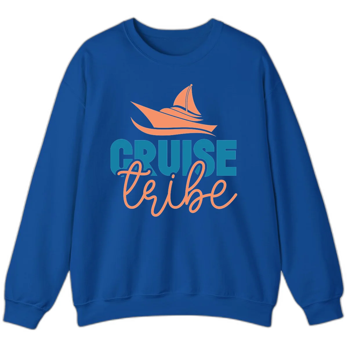 Cruise Vibe Sailboat Nautical Crewneck Sweatshirt in Royal