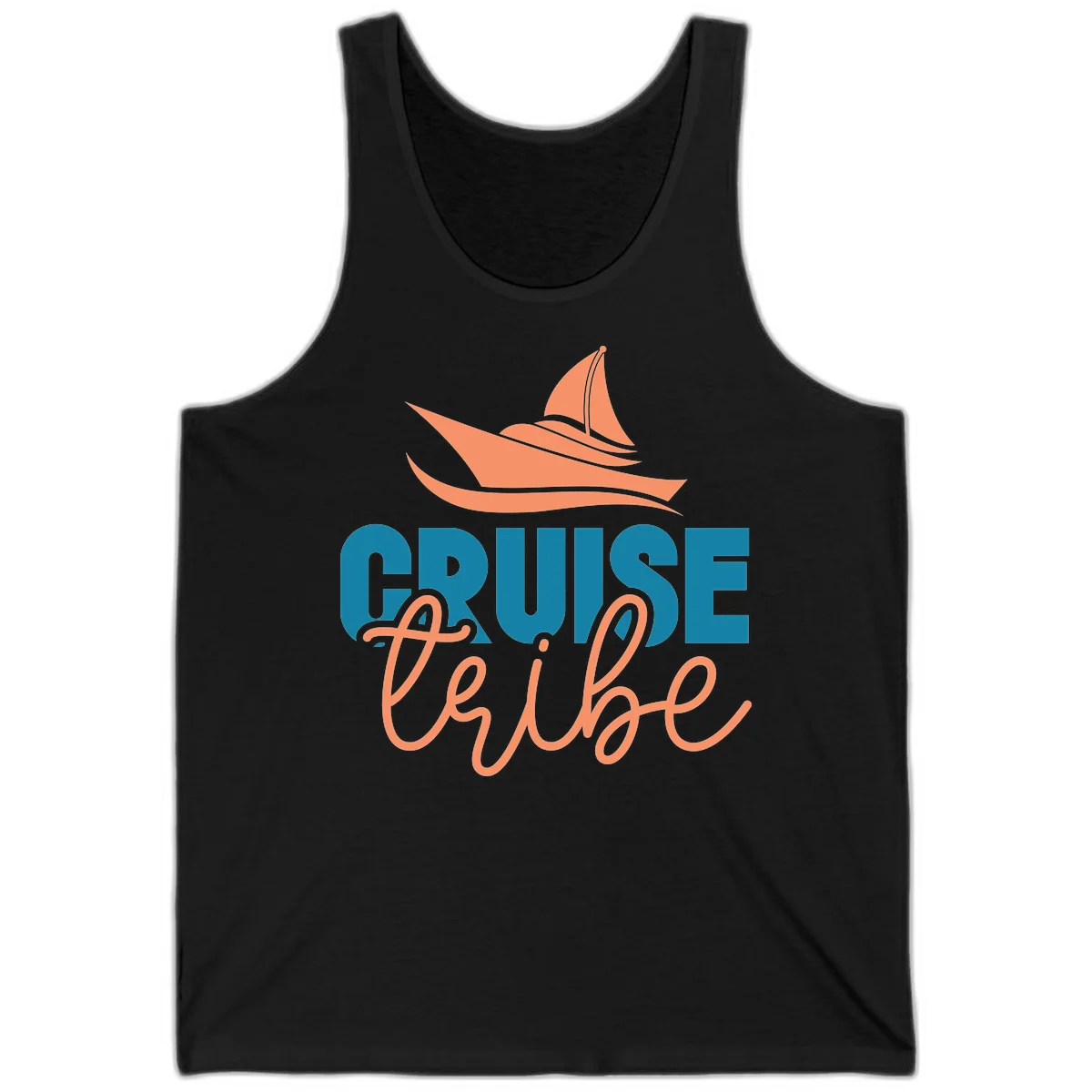 Cruise Vibe Sailboat Nautical Vacation Tank Top in Black