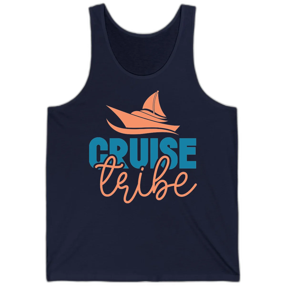 Cruise Vibe Sailboat Nautical Vacation Tank Top in Navy