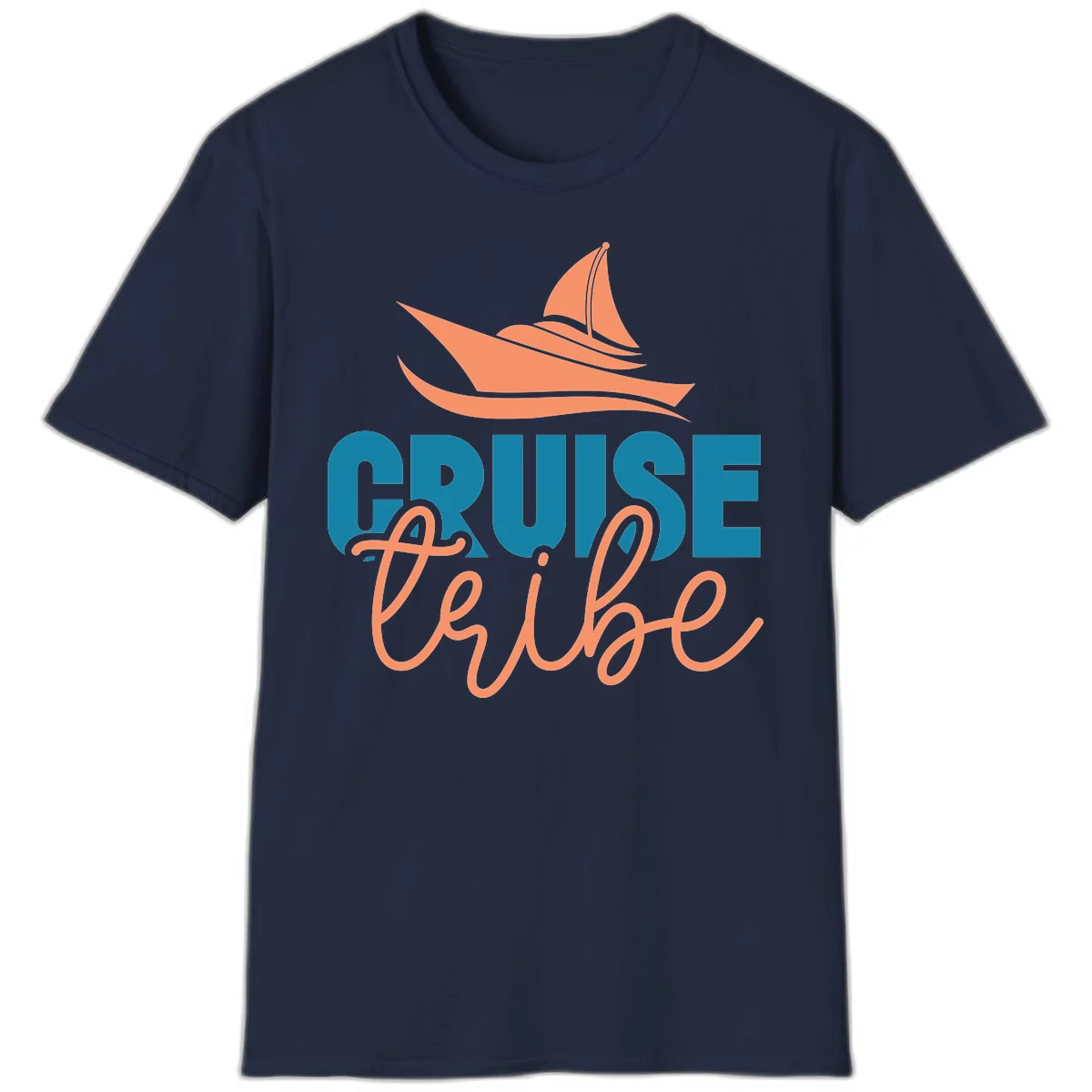 Cruise Vibe Sailboat Nautical Vacation T-Shirt in Navy
