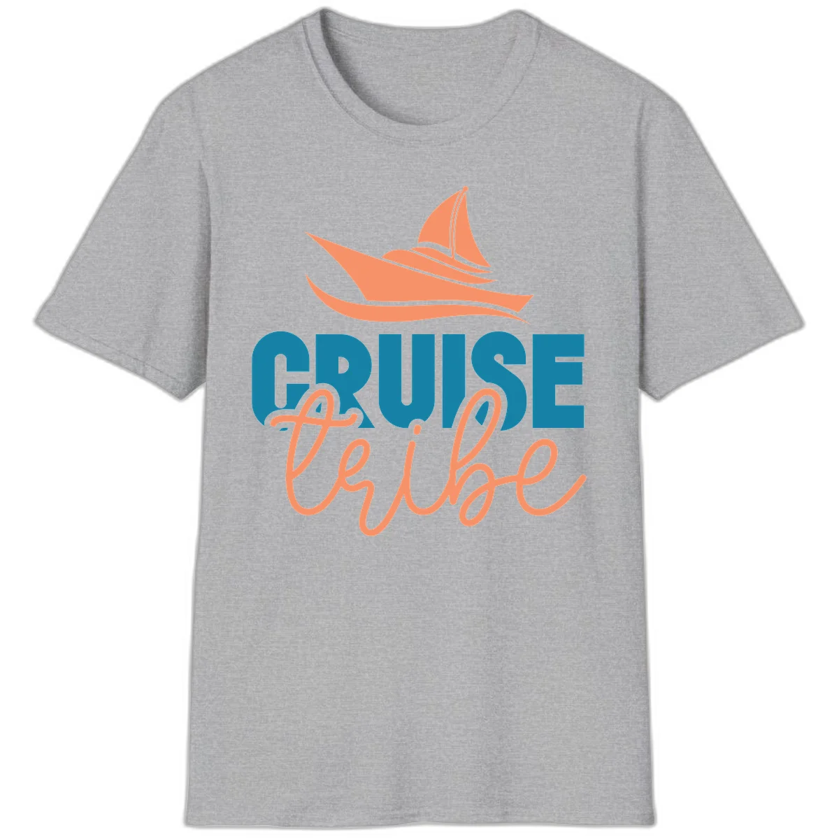 Cruise Vibe Sailboat Nautical Vacation T-Shirt in Sport Grey
