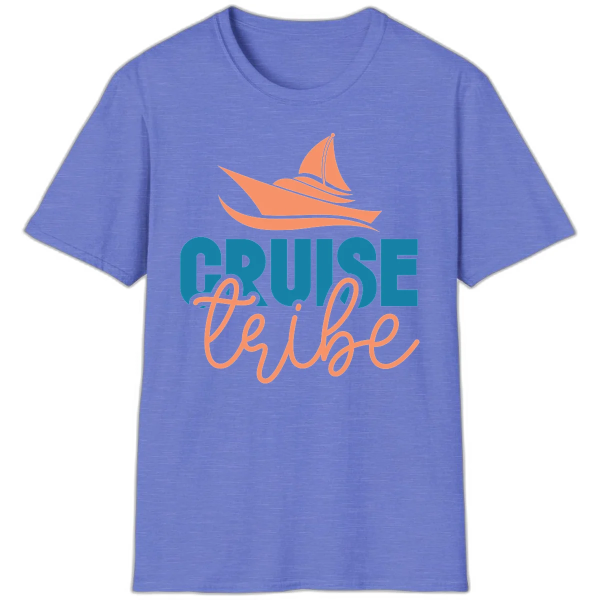 Cruise Vibe Sailboat Nautical Vacation T-Shirt in Heather Royal