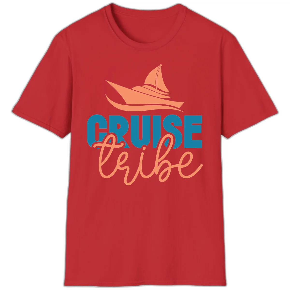 Cruise Vibe Sailboat Nautical Vacation T-Shirt in Red