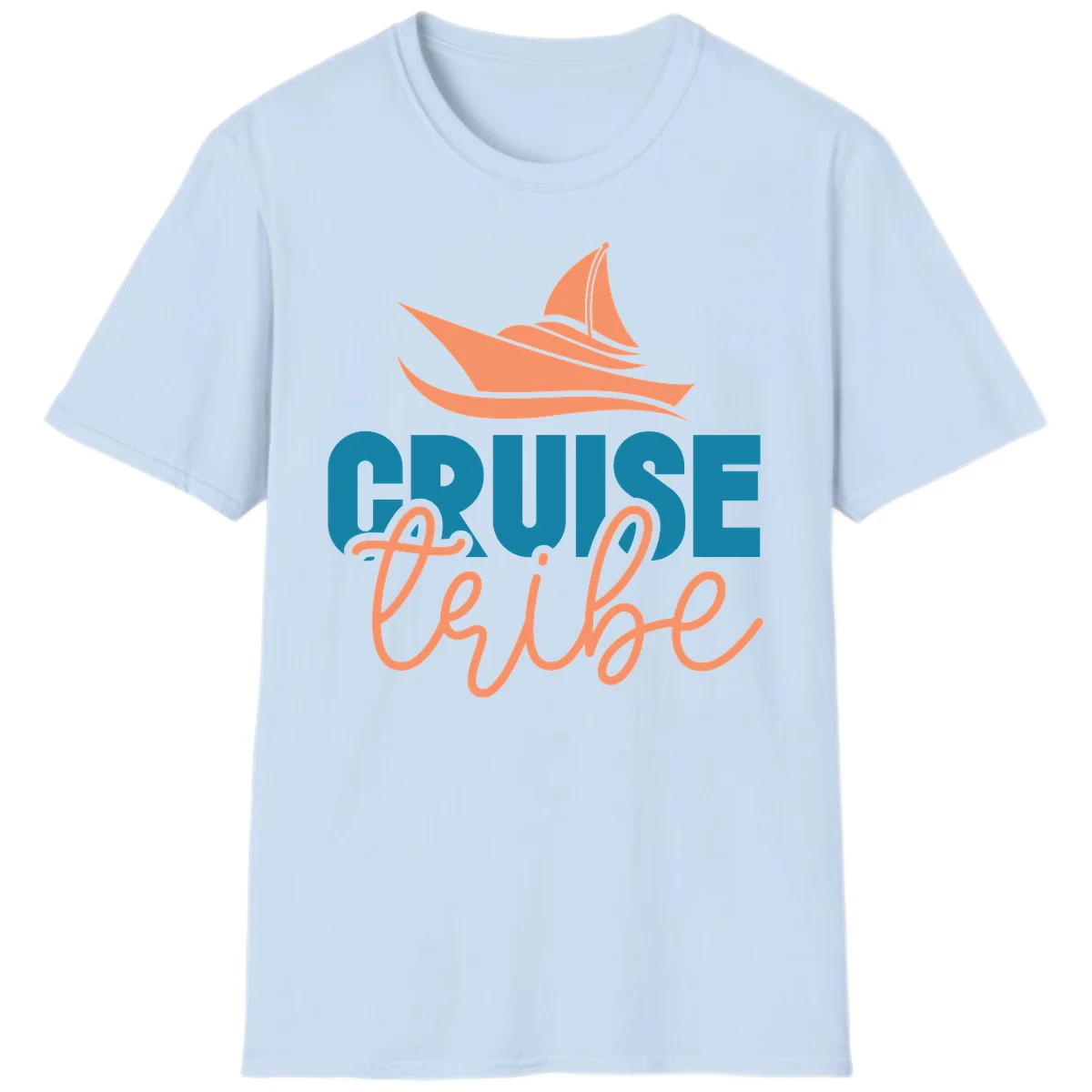 Cruise Vibe Sailboat Nautical Vacation T-Shirt in Light Blue