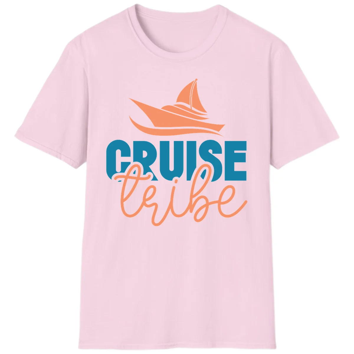 Cruise Vibe Sailboat Nautical Vacation T-Shirt in Light Pink