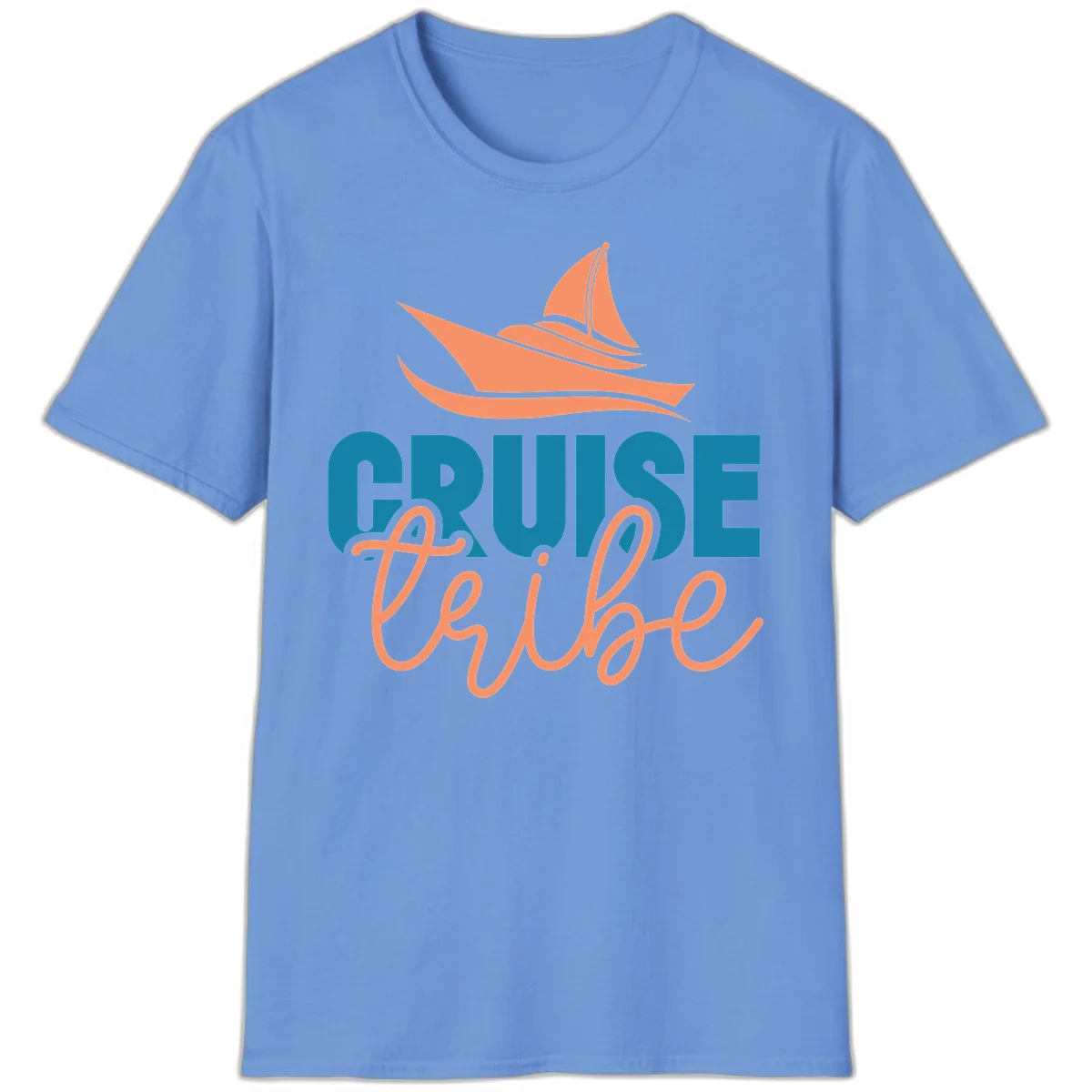 Cruise Vibe Sailboat Nautical Vacation T-Shirt in Carolina Blue