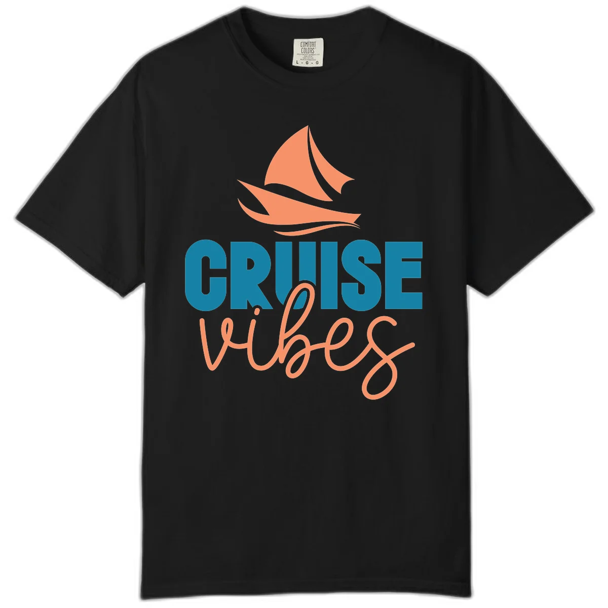 Cruise Vibes Sailing Design Comfort Color T-Shirt in Black
