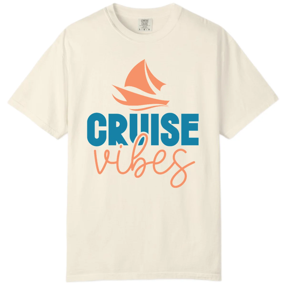 Cruise Vibes Sailing Design Comfort Color T-Shirt in Ivory