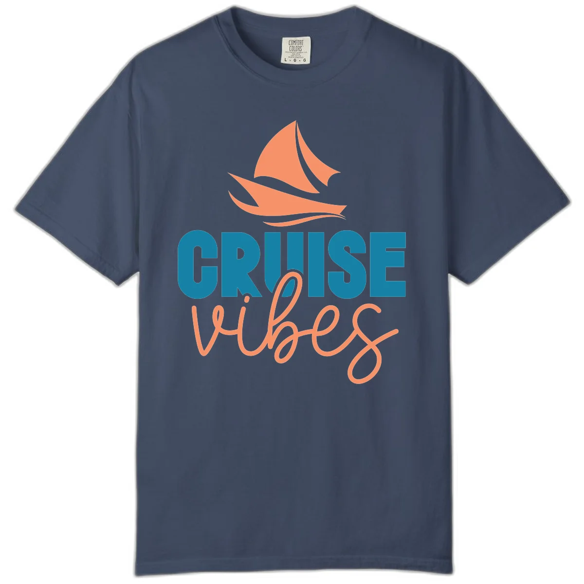 Cruise Vibes Sailing Design Comfort Color T-Shirt in Midnight