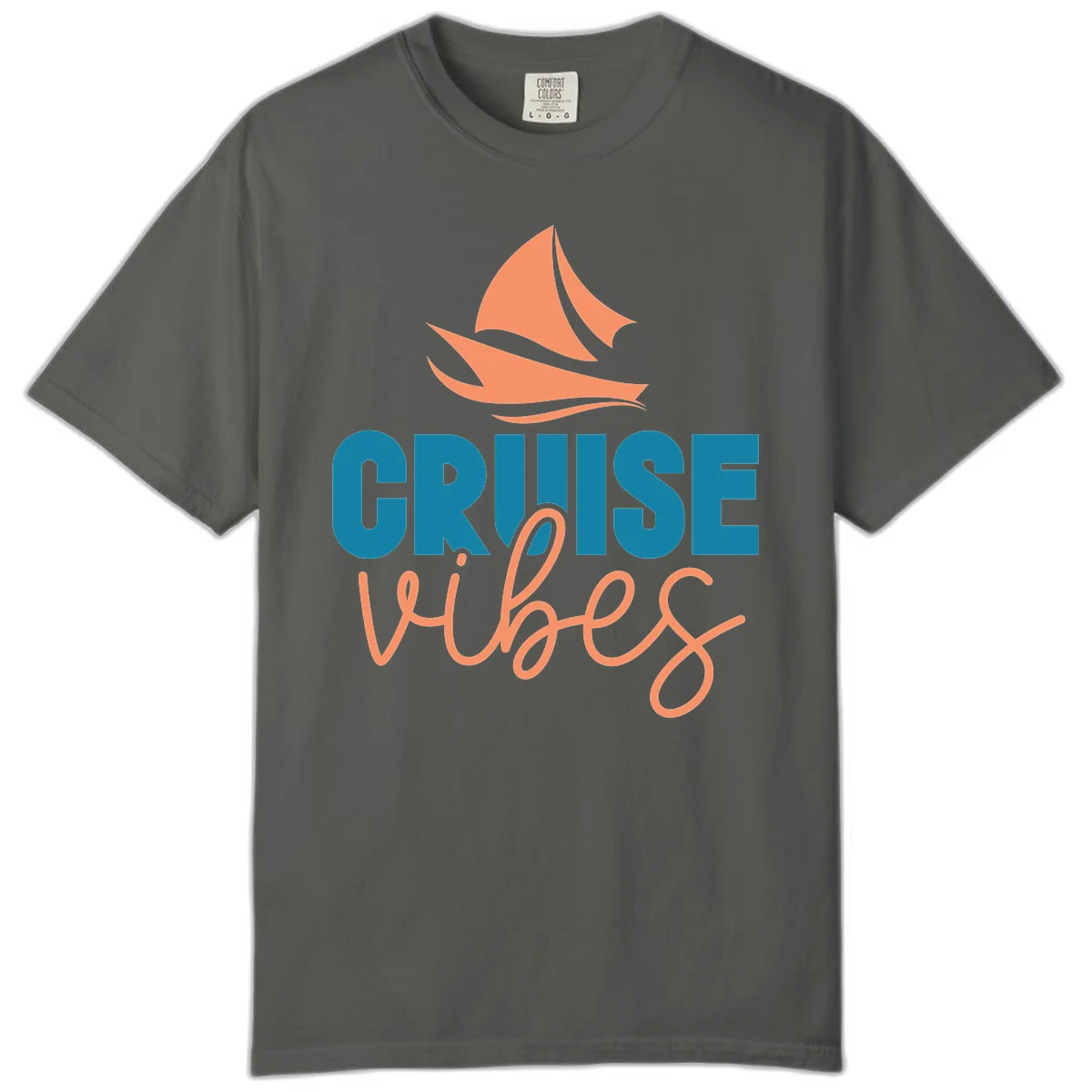 Cruise Vibes Sailing Design Comfort Color T-Shirt in Pepper