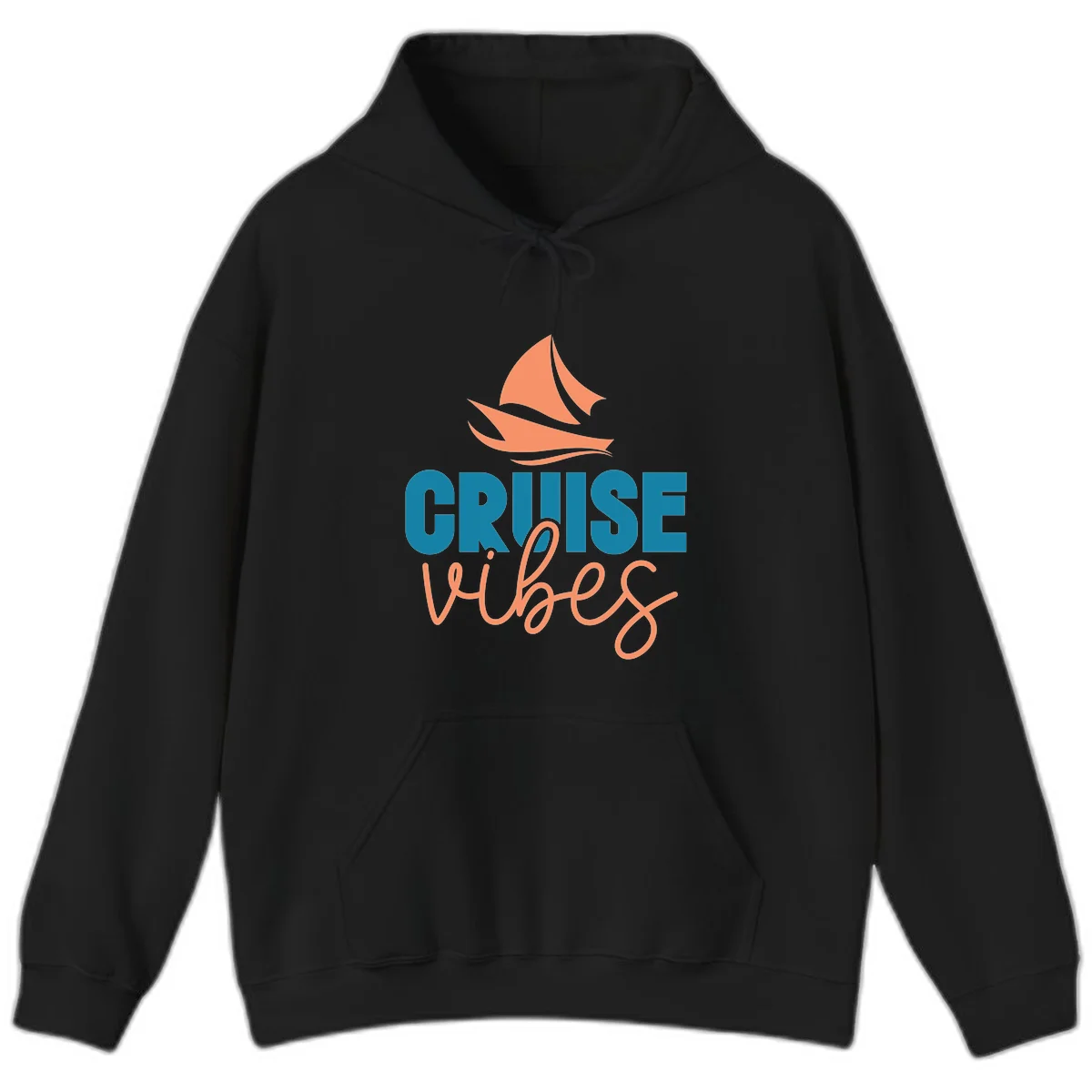Cruise Vibes Sailing Design Hoodie in Black