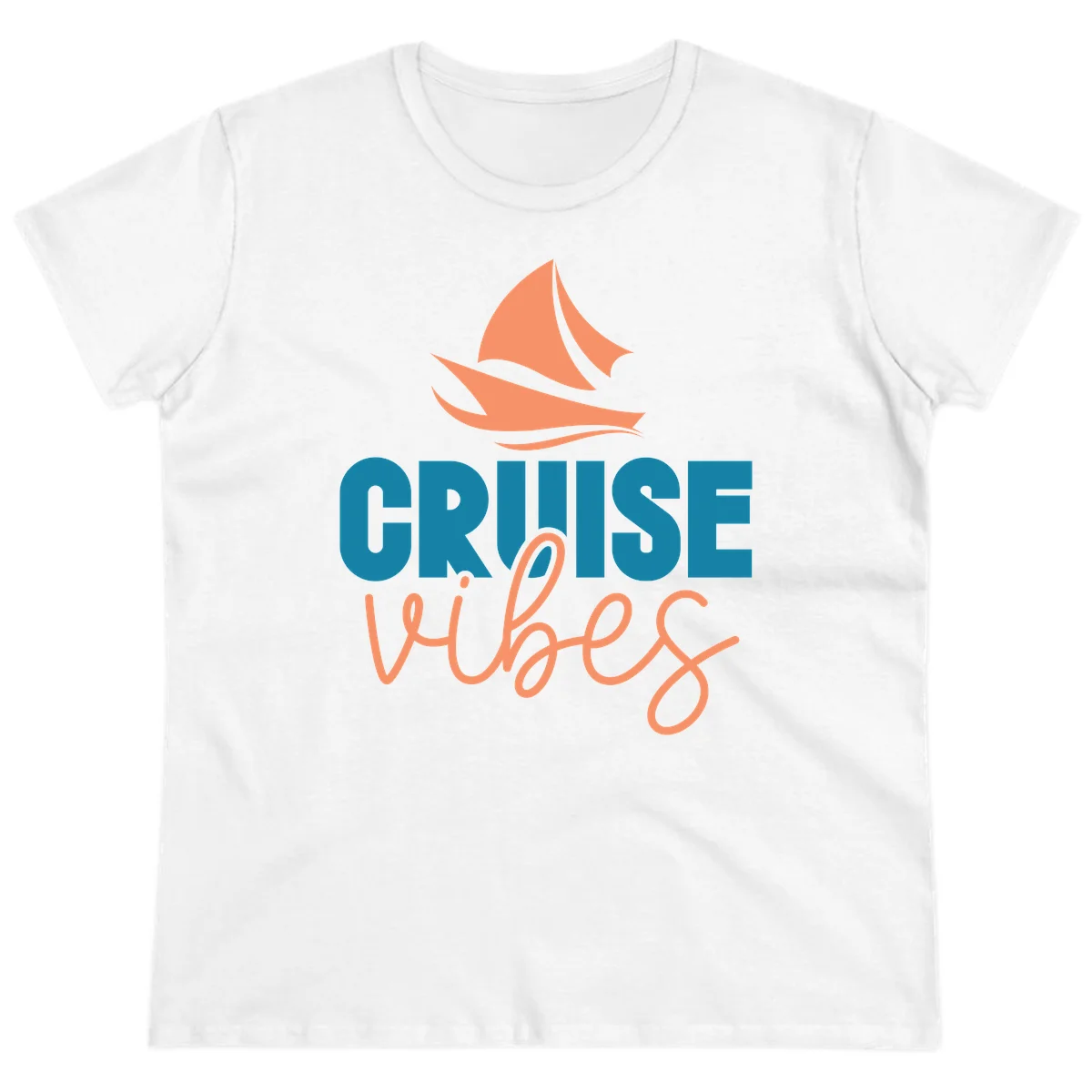 Cruise Vibes Sailing Design Ladies Tee in White