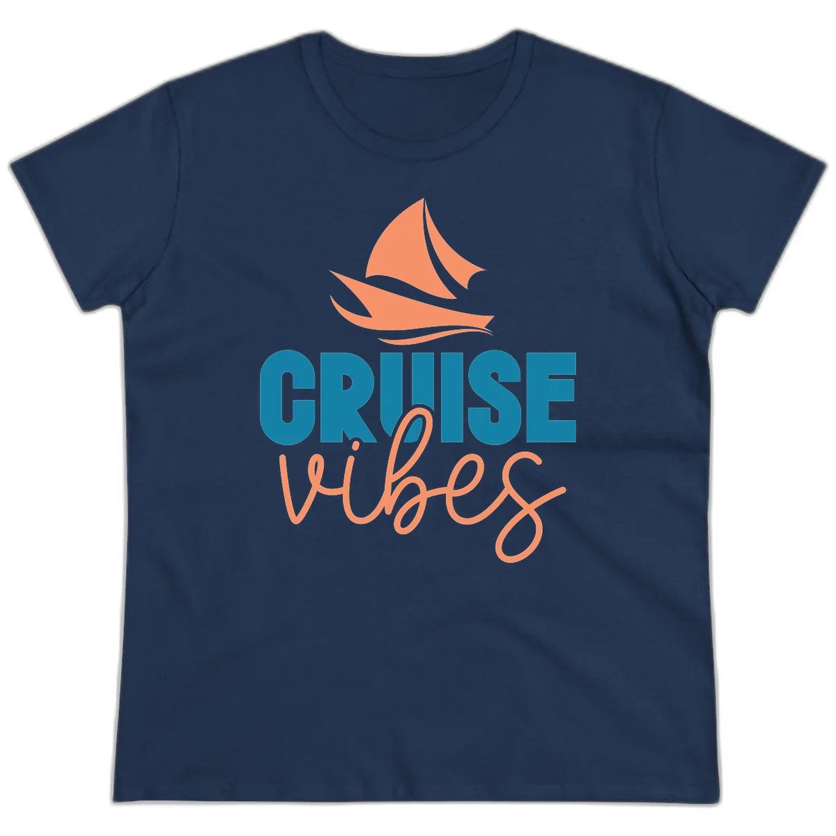 Cruise Vibes Sailing Design Ladies Tee in Navy