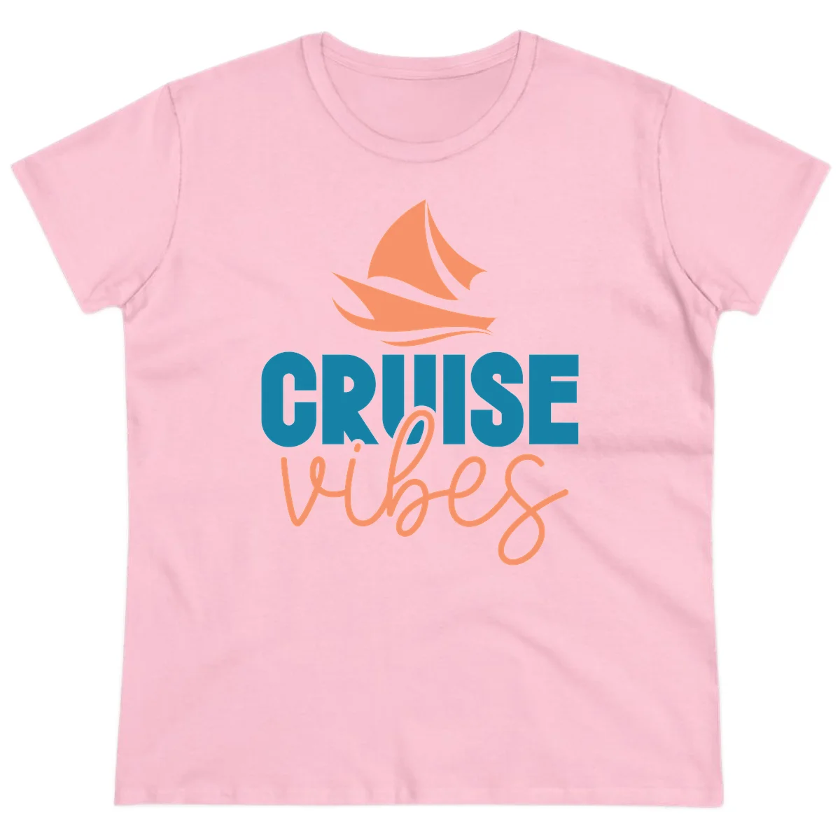 Cruise Vibes Sailing Design Ladies Tee in Light Pink