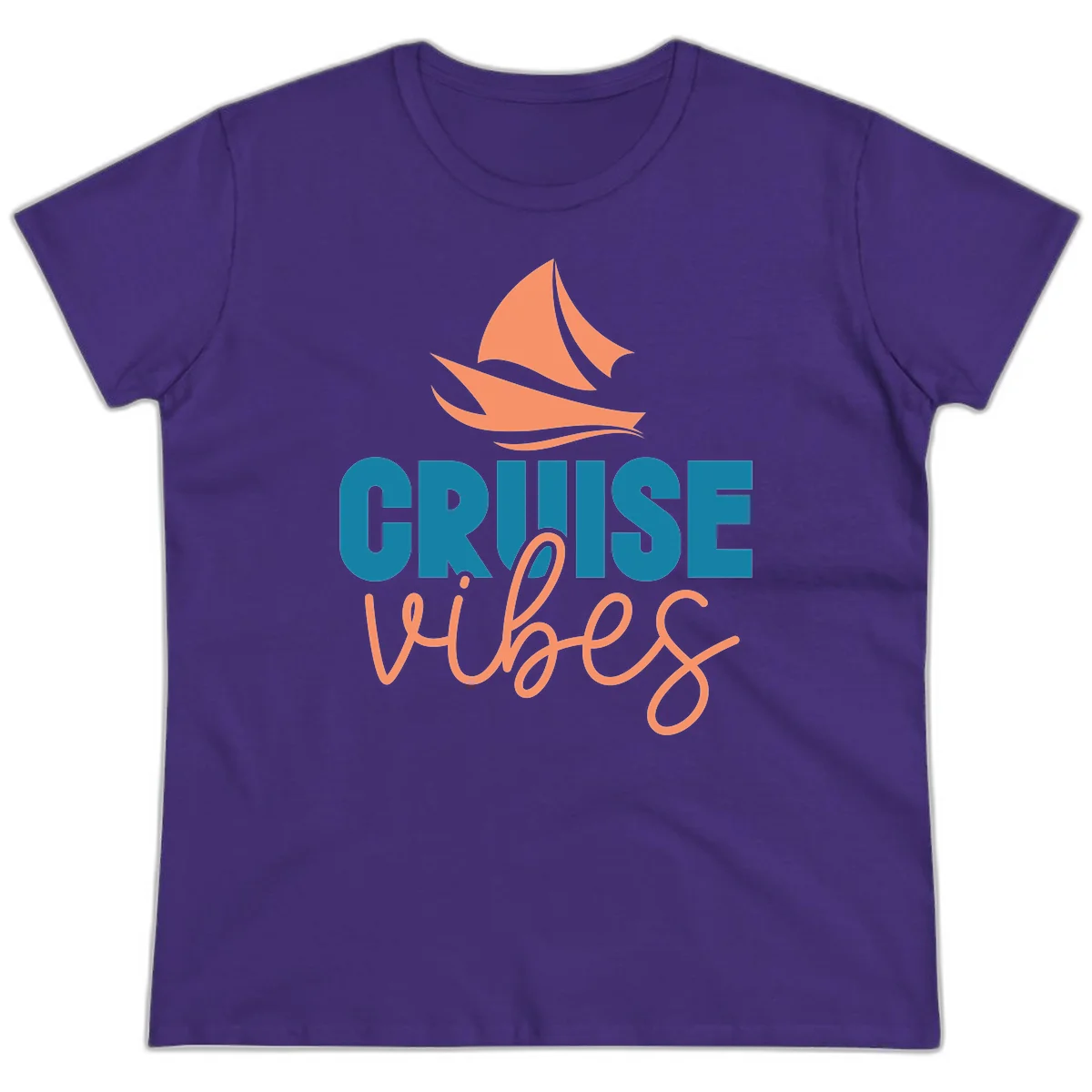 Cruise Vibes Sailing Design Ladies Tee in Purple