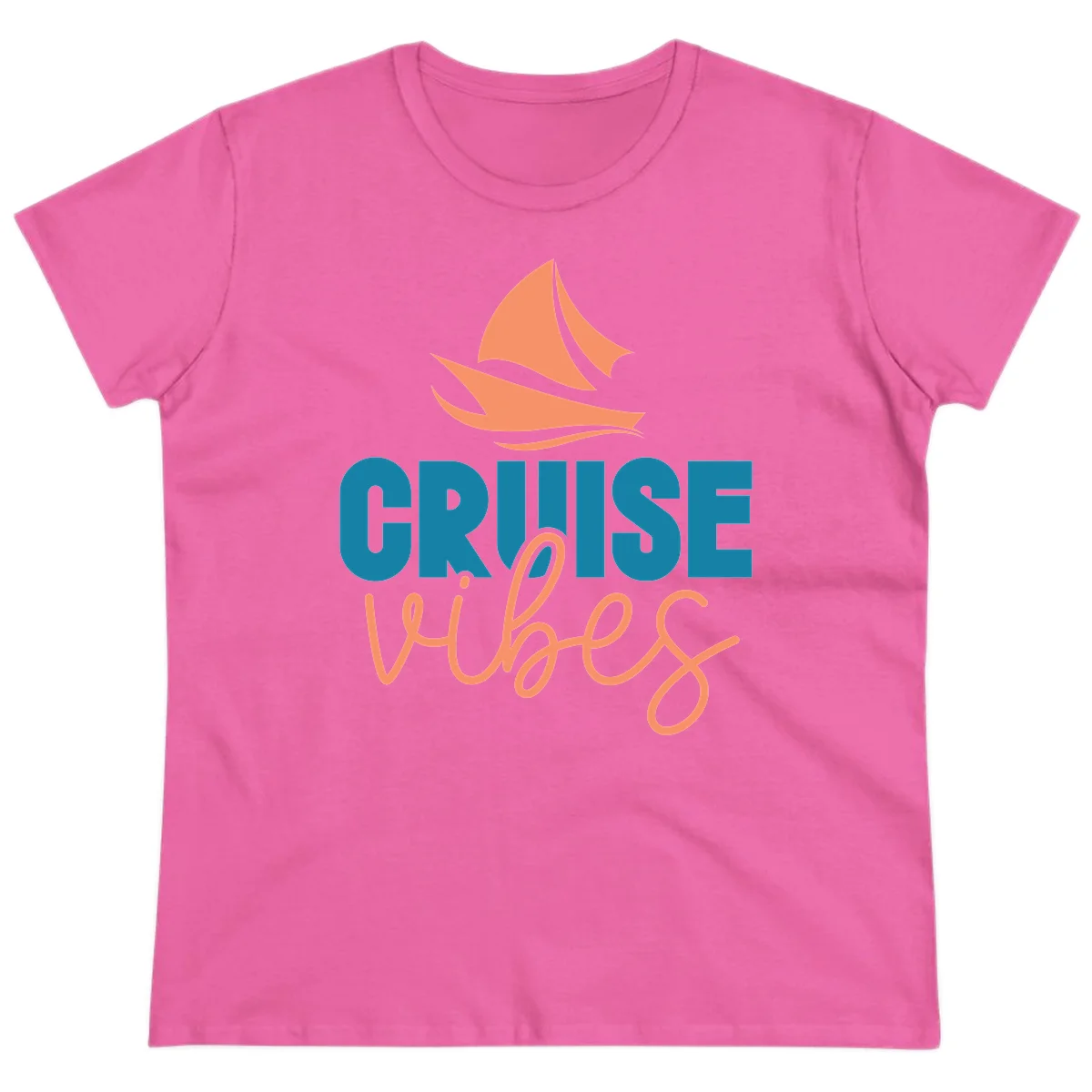 Cruise Vibes Sailing Design Ladies Tee in Azalea