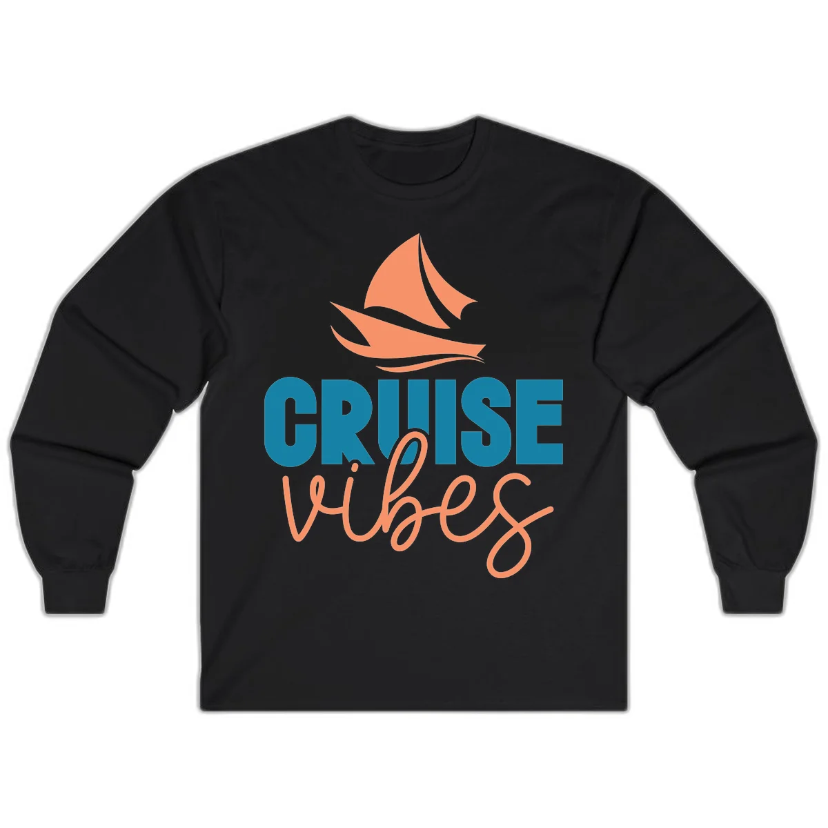 Cruise Vibes Sailing Design Long Sleeve in Black