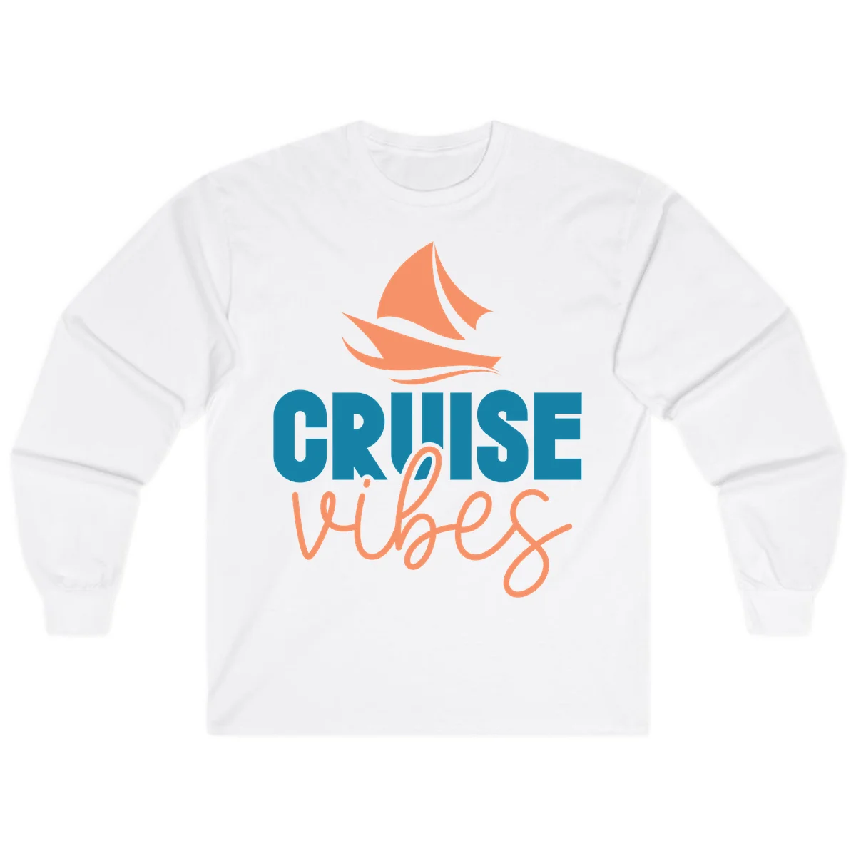 Cruise Vibes Sailing Design Long Sleeve in White