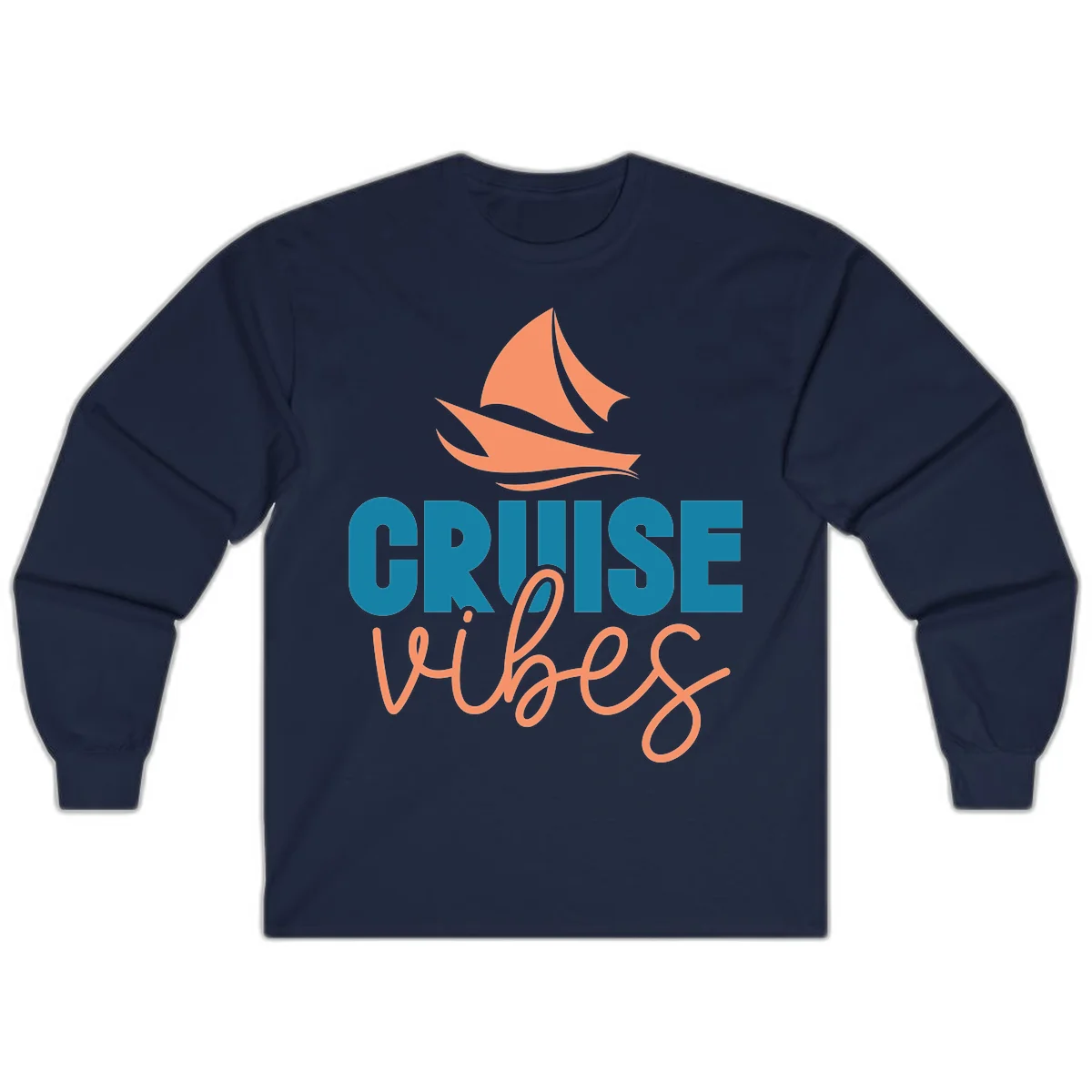 Cruise Vibes Sailing Design Long Sleeve in Navy