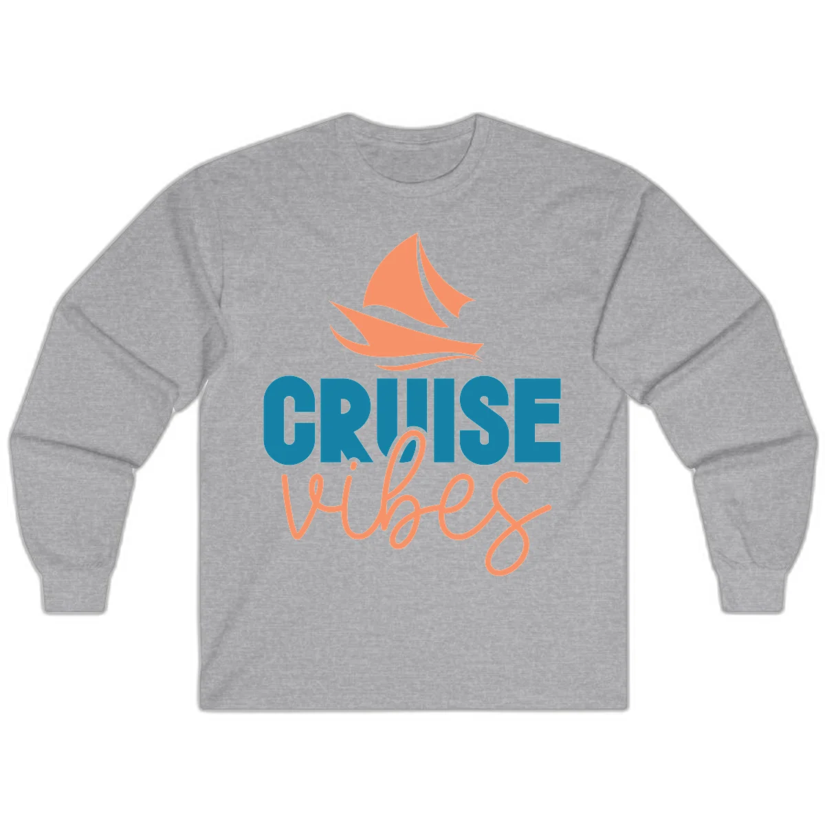 Cruise Vibes Sailing Design Long Sleeve in Sport Grey