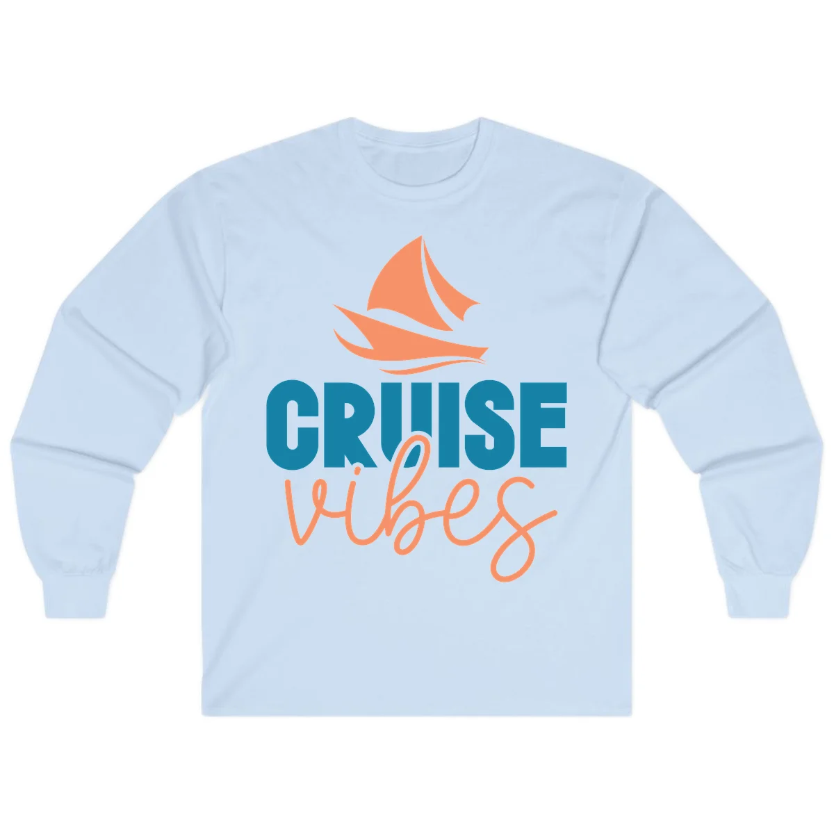 Cruise Vibes Sailing Design Long Sleeve in Light Blue
