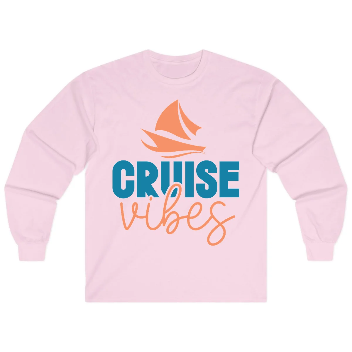 Cruise Vibes Sailing Design Long Sleeve in Light Pink
