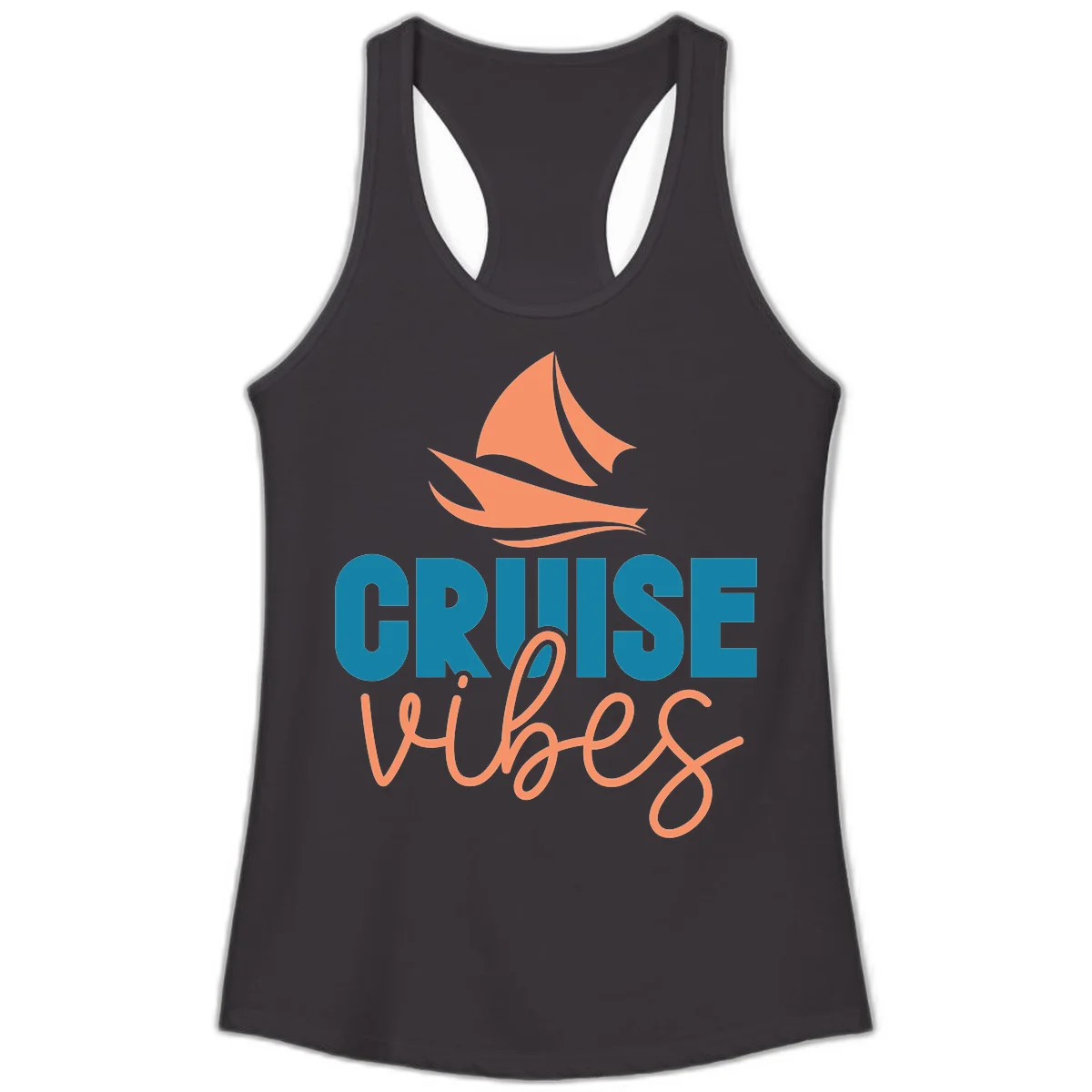 Cruise Vibes Sailing Design Ladies Tank in Black