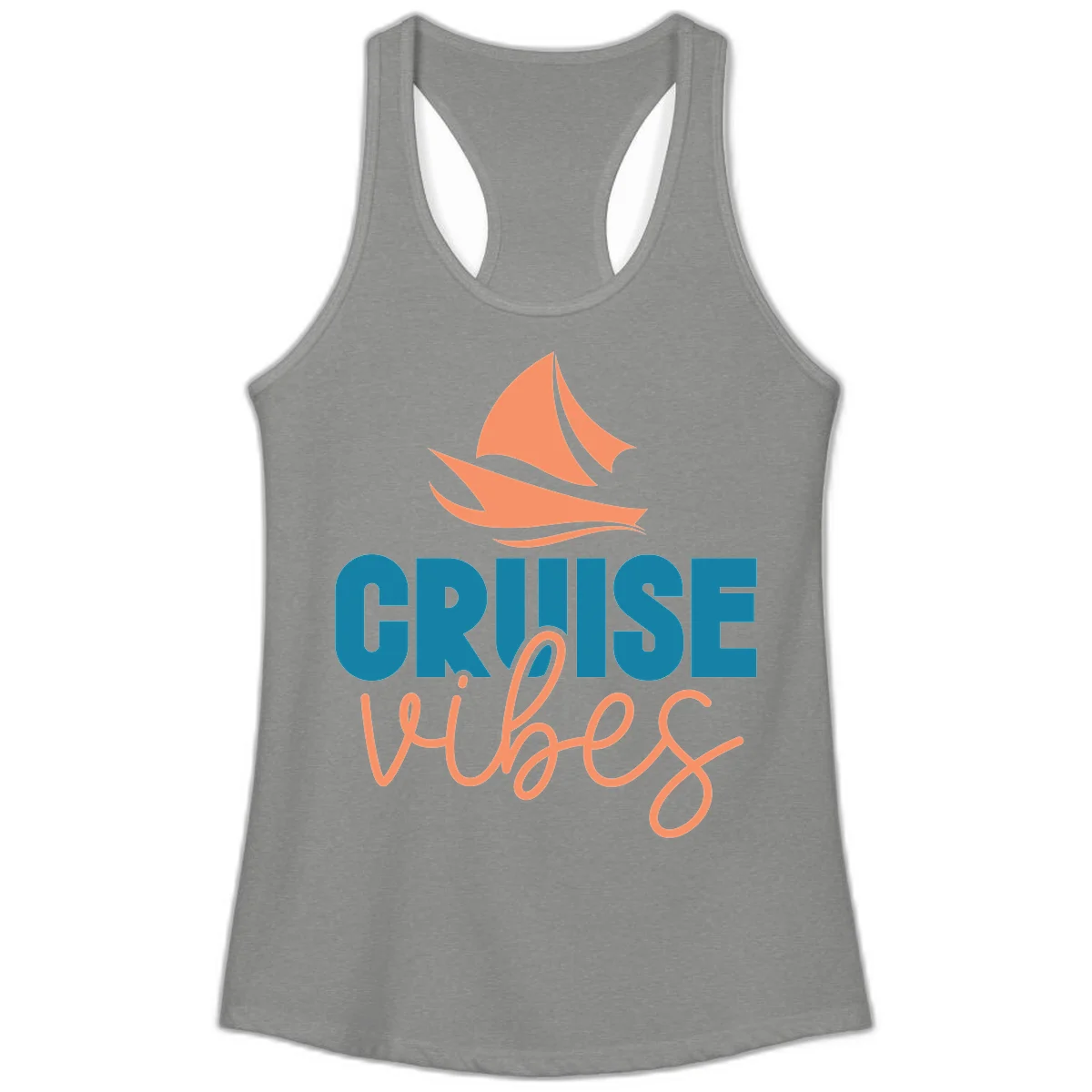 Cruise Vibes Sailing Design Ladies Tank in Heather Grey