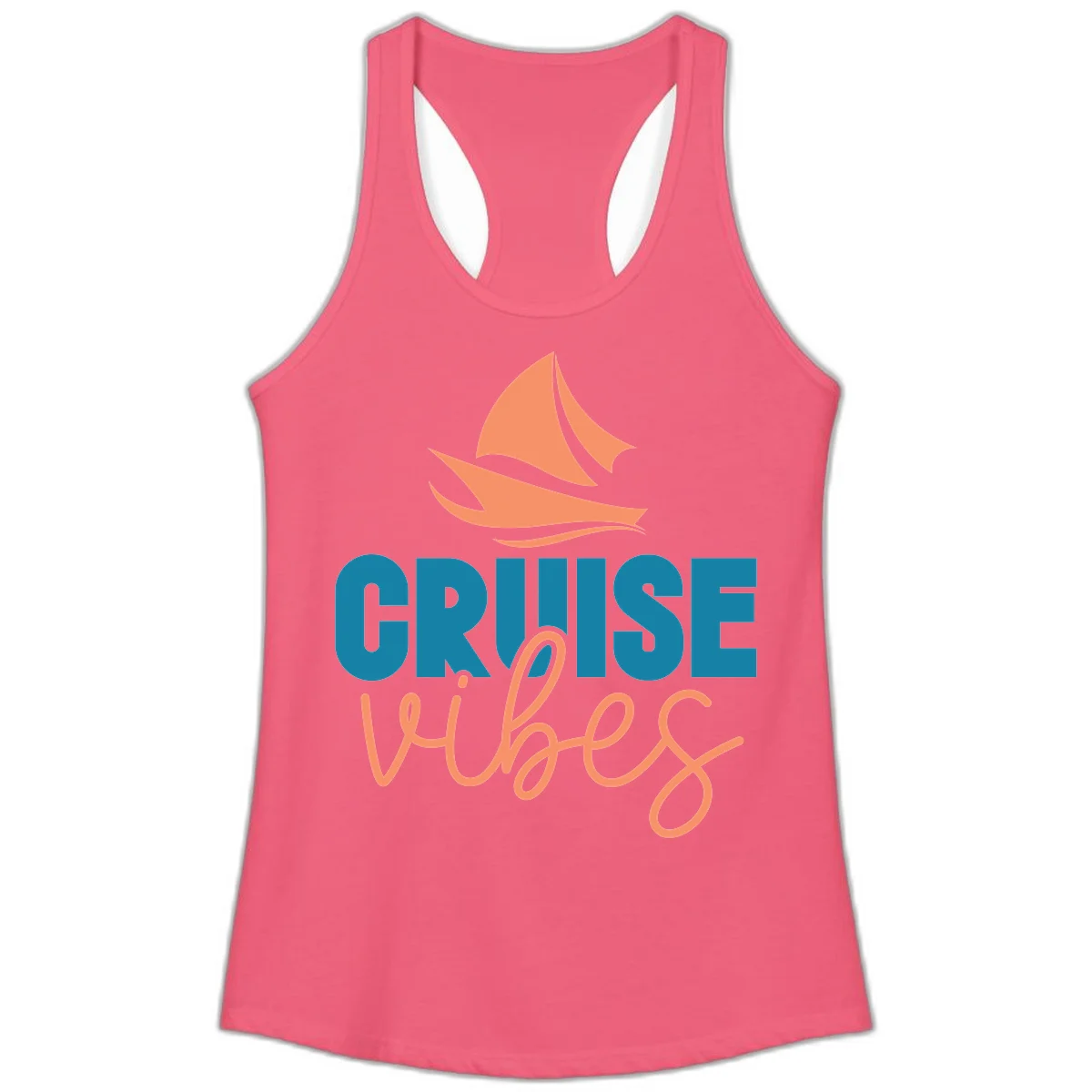 Cruise Vibes Sailing Design Ladies Tank in Hot Pink