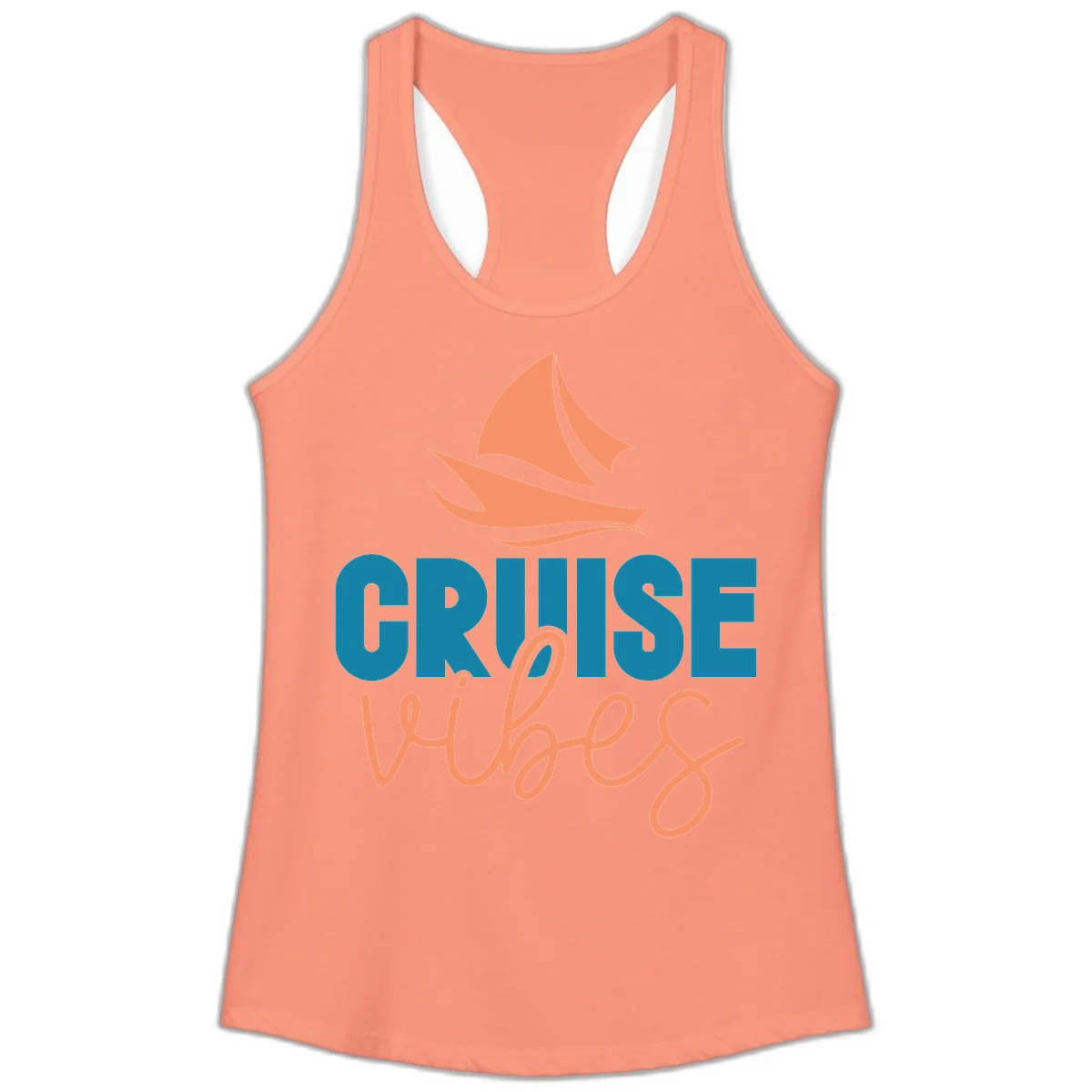 Cruise Vibes Sailing Design Ladies Tank in Solid Light Orange