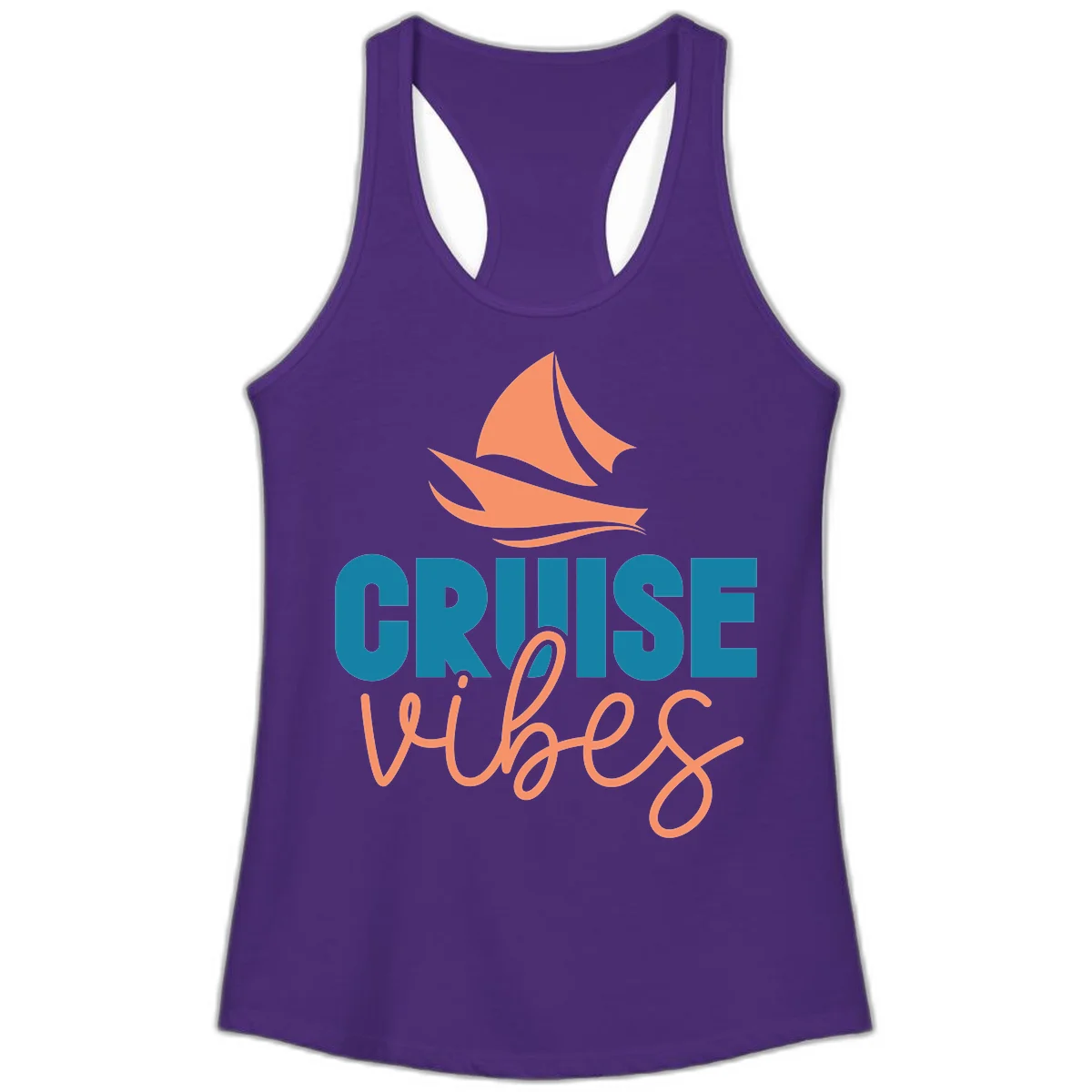 Cruise Vibes Sailing Design Ladies Tank in Solid Purple Rush