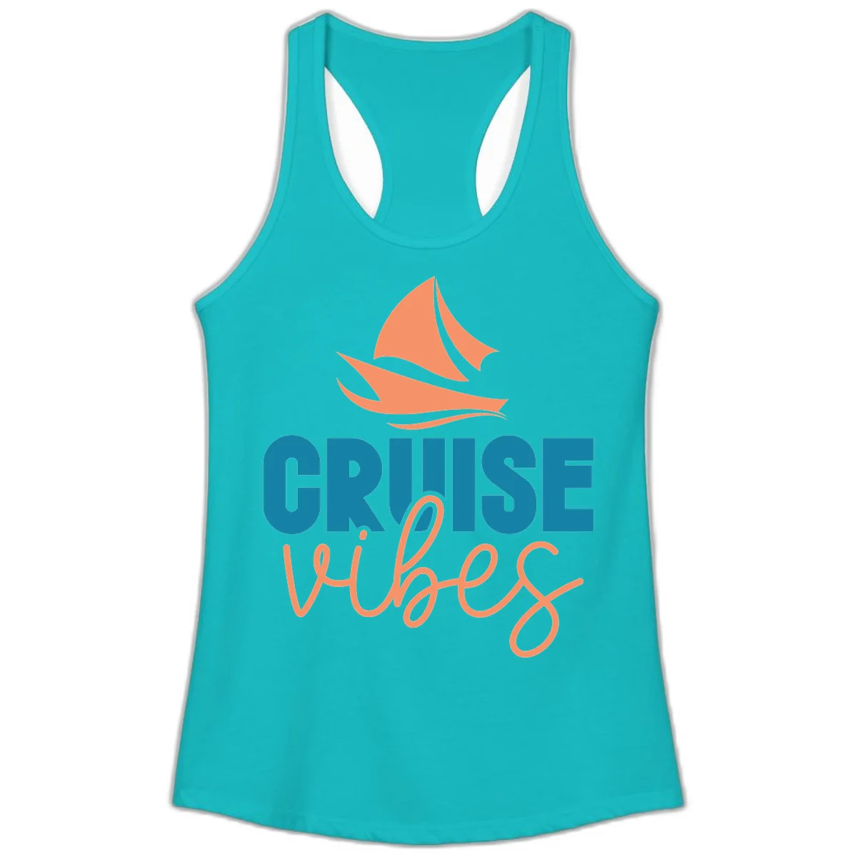 Cruise Vibes Sailing Design Ladies Tank in Tahiti Blue