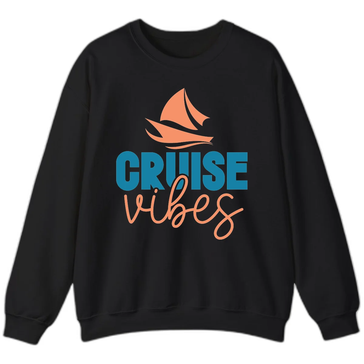 Cruise Vibes Sailing Design Sweatshirt in Black