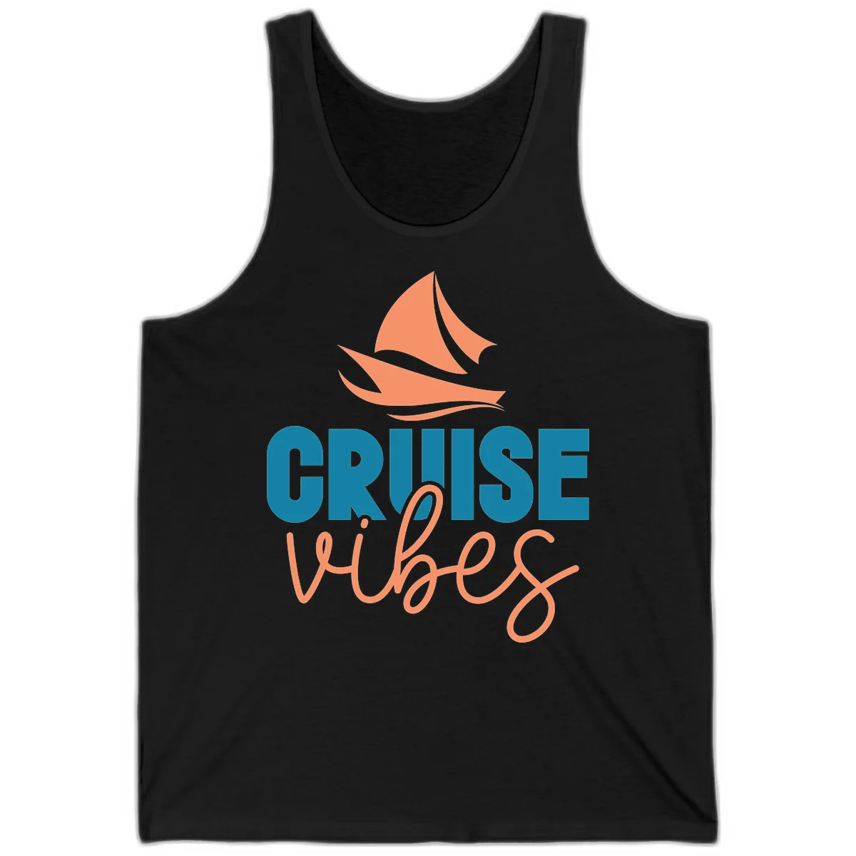 Cruise Vibes Sailing Design Tank Top in Black