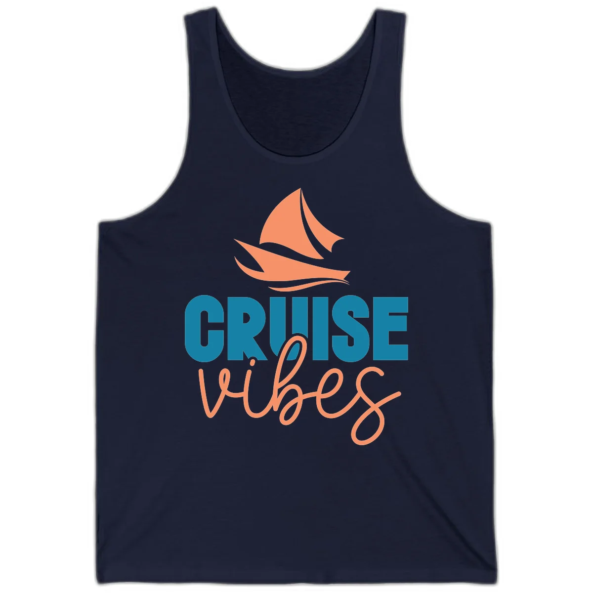 Cruise Vibes Sailing Design Tank Top in Navy