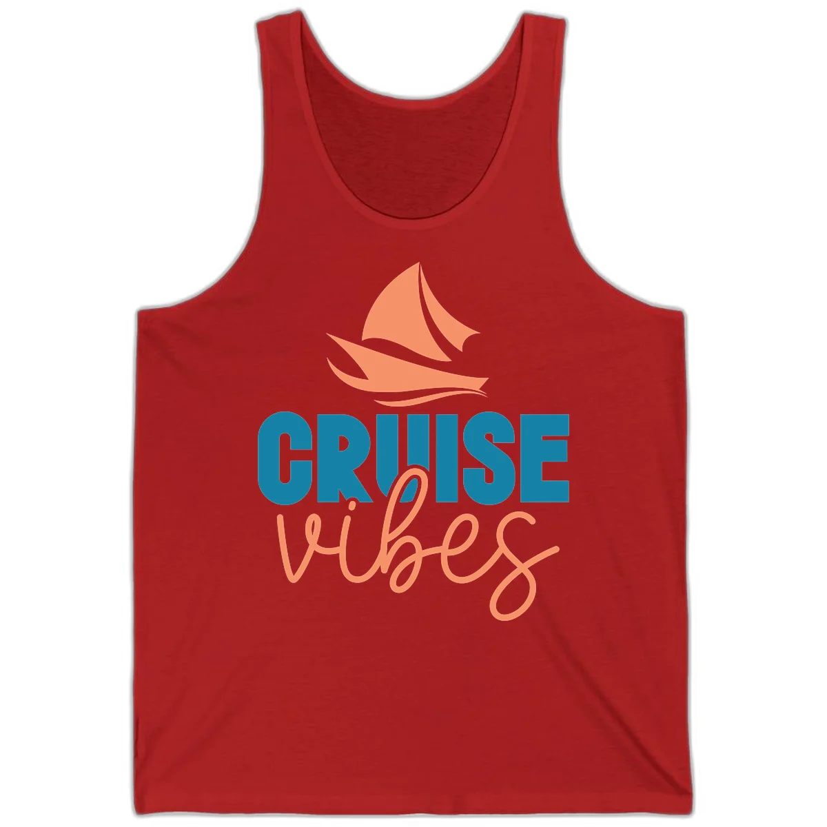 Cruise Vibes Sailing Design Tank Top in Red
