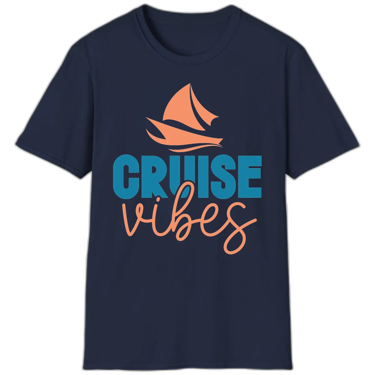 Cruise Vibes Sailing Design T-Shirt in Navy