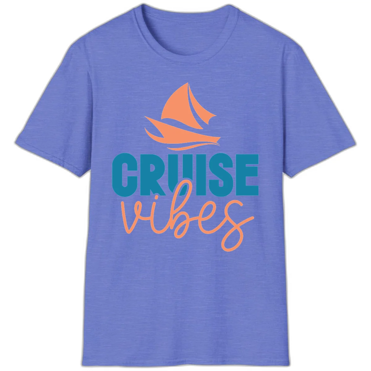 Cruise Vibes Sailing Design T-Shirt in Heather Royal